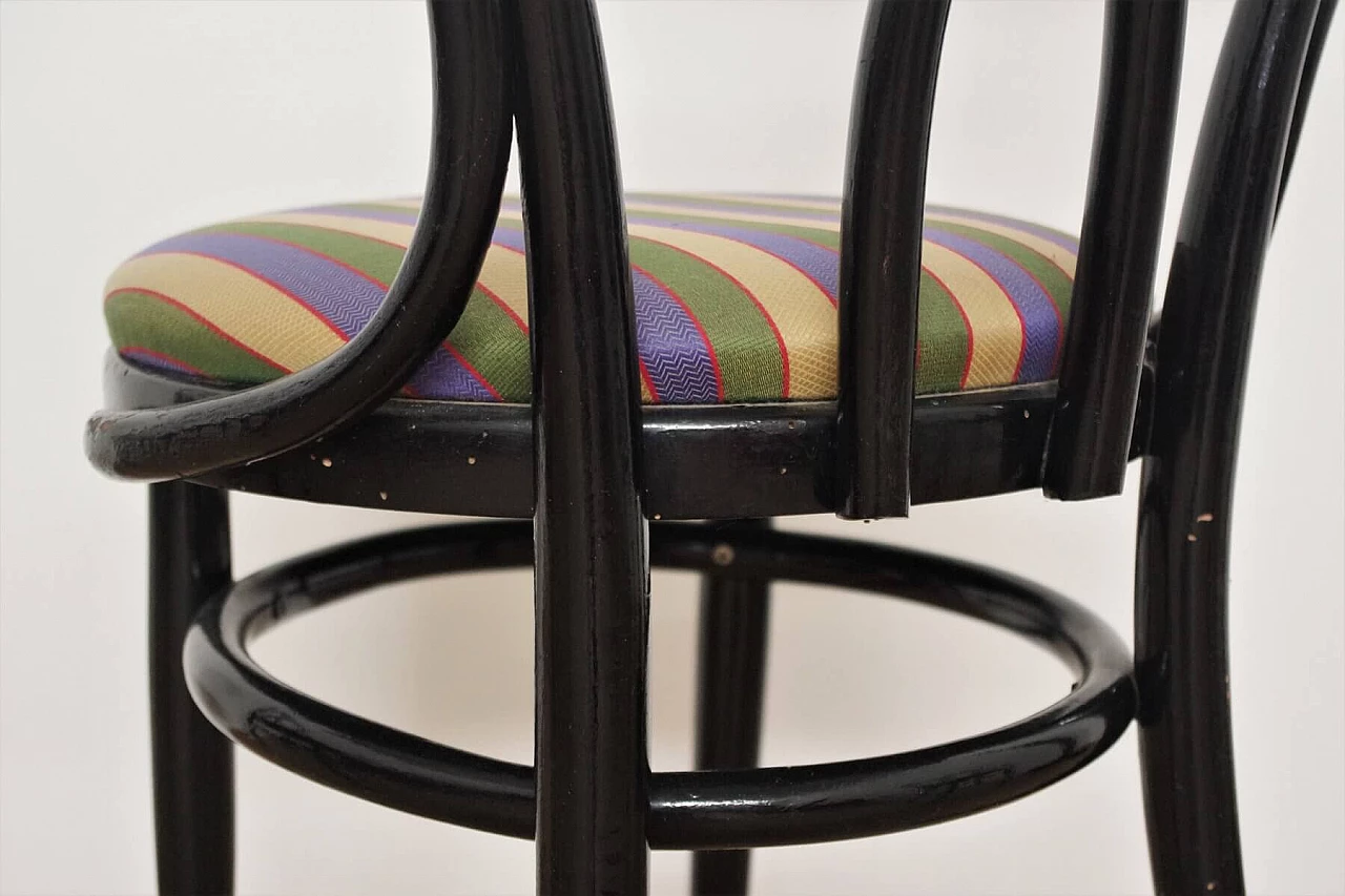 4 black Thonet chairs with fabric seat, 1950s 1374048