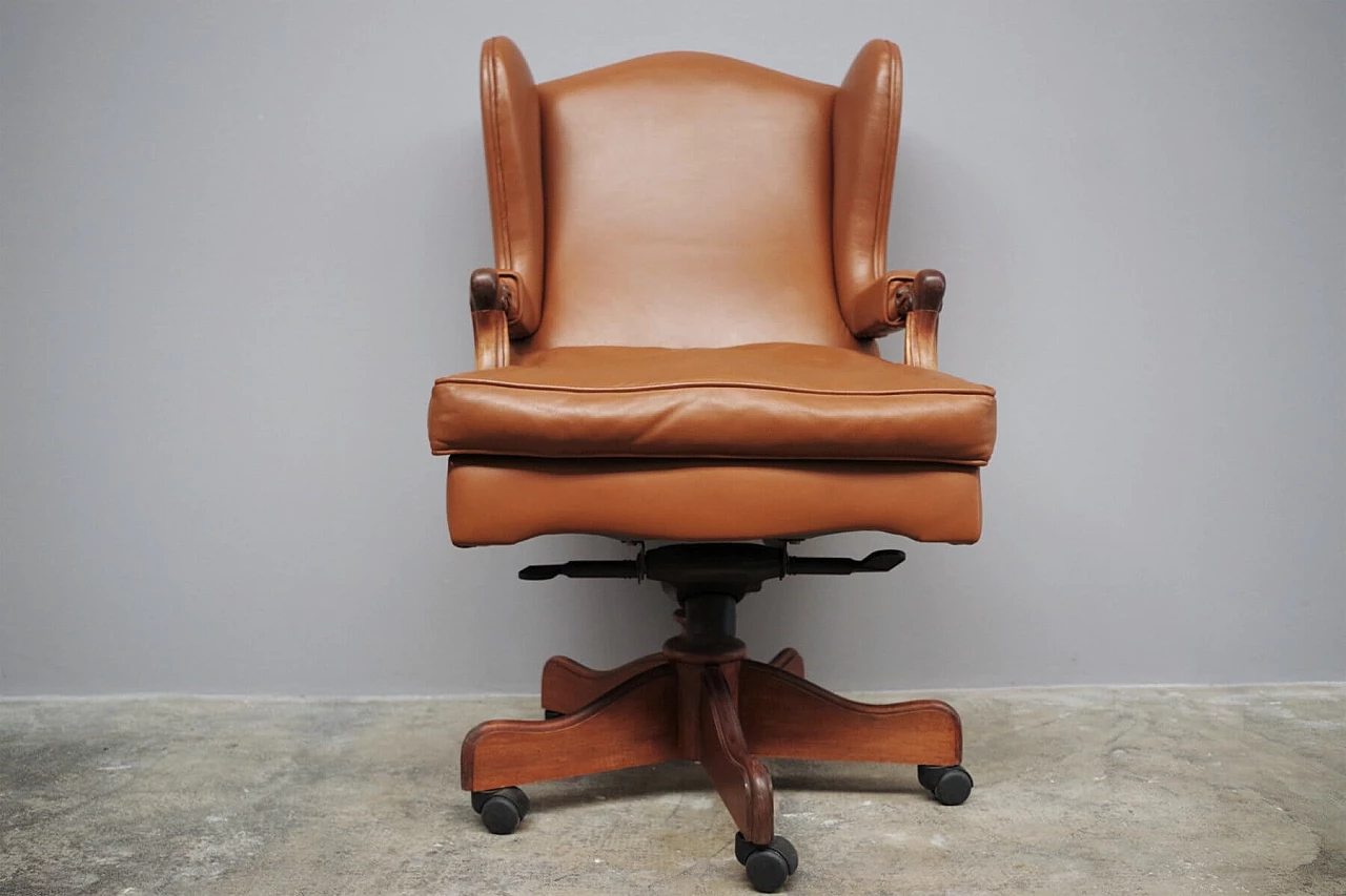 Adjustable leather office armchair, 1980s 1374057