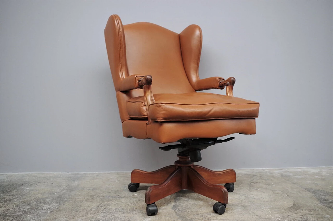 Adjustable leather office armchair, 1980s 1374058