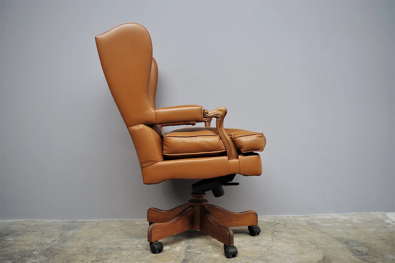 Adjustable leather office armchair, 1980s 1374059