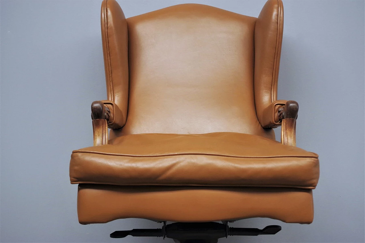 Adjustable leather office armchair, 1980s 1374062