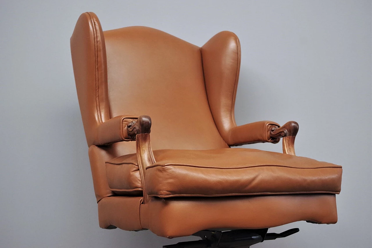 Adjustable leather office armchair, 1980s 1374065