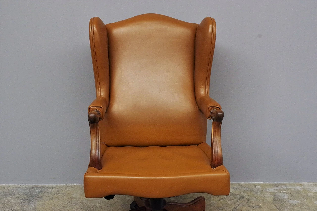 Adjustable leather office armchair, 1980s 1374071