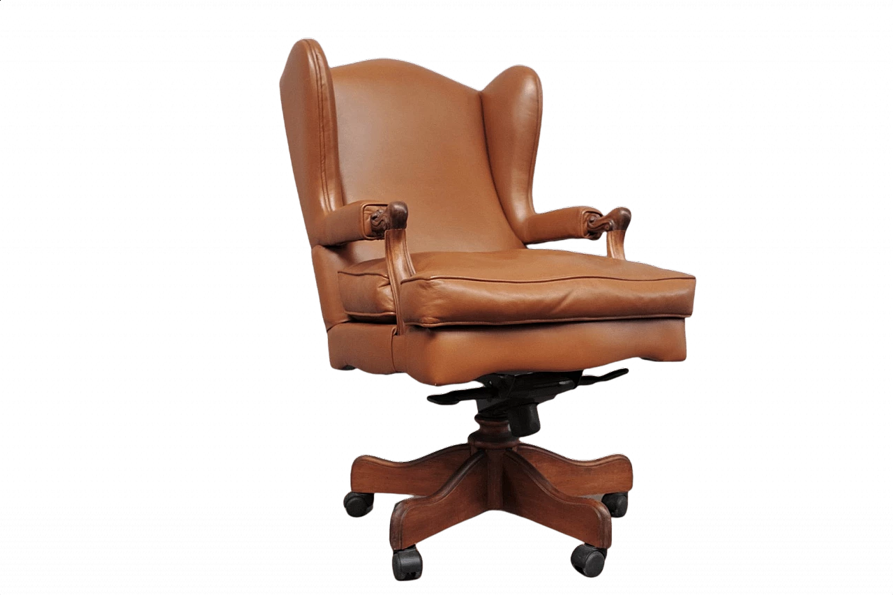 Adjustable leather office armchair, 1980s 1374073