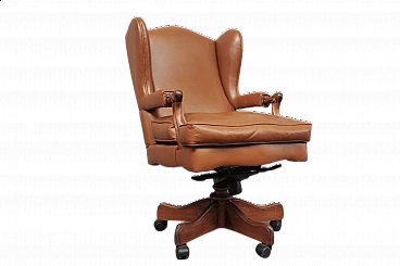 Adjustable leather office armchair, 1980s