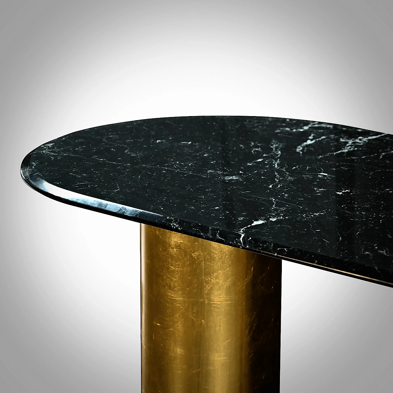 Ellisse Nq1 dining table in gilded steel and black marble 1374444