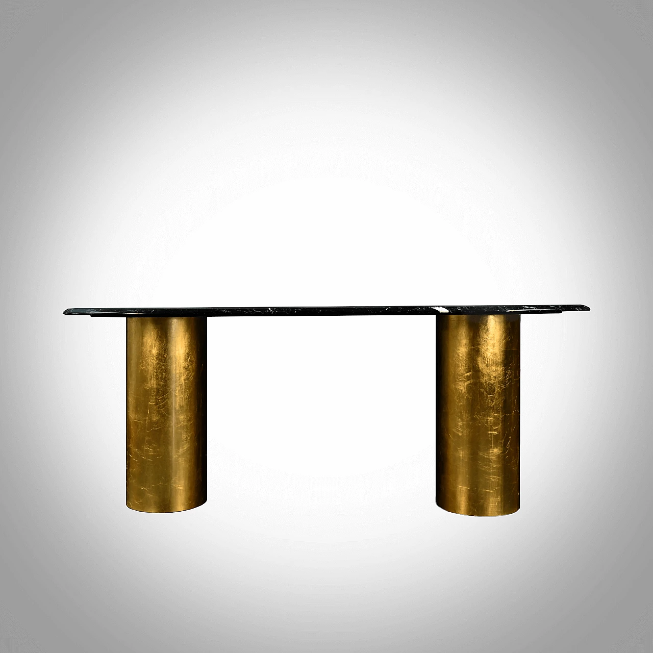 Ellisse Nq1 dining table in gilded steel and black marble 1374446