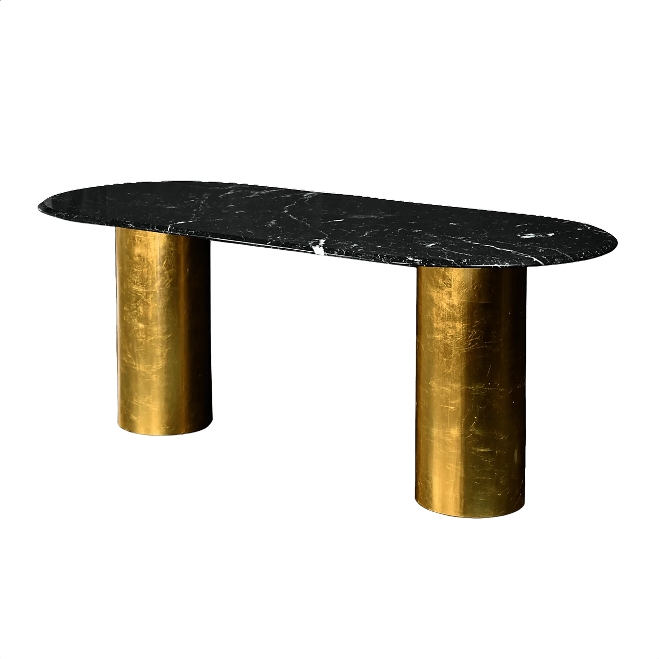 Ellisse Nq1 dining table in gilded steel and black marble 1374449