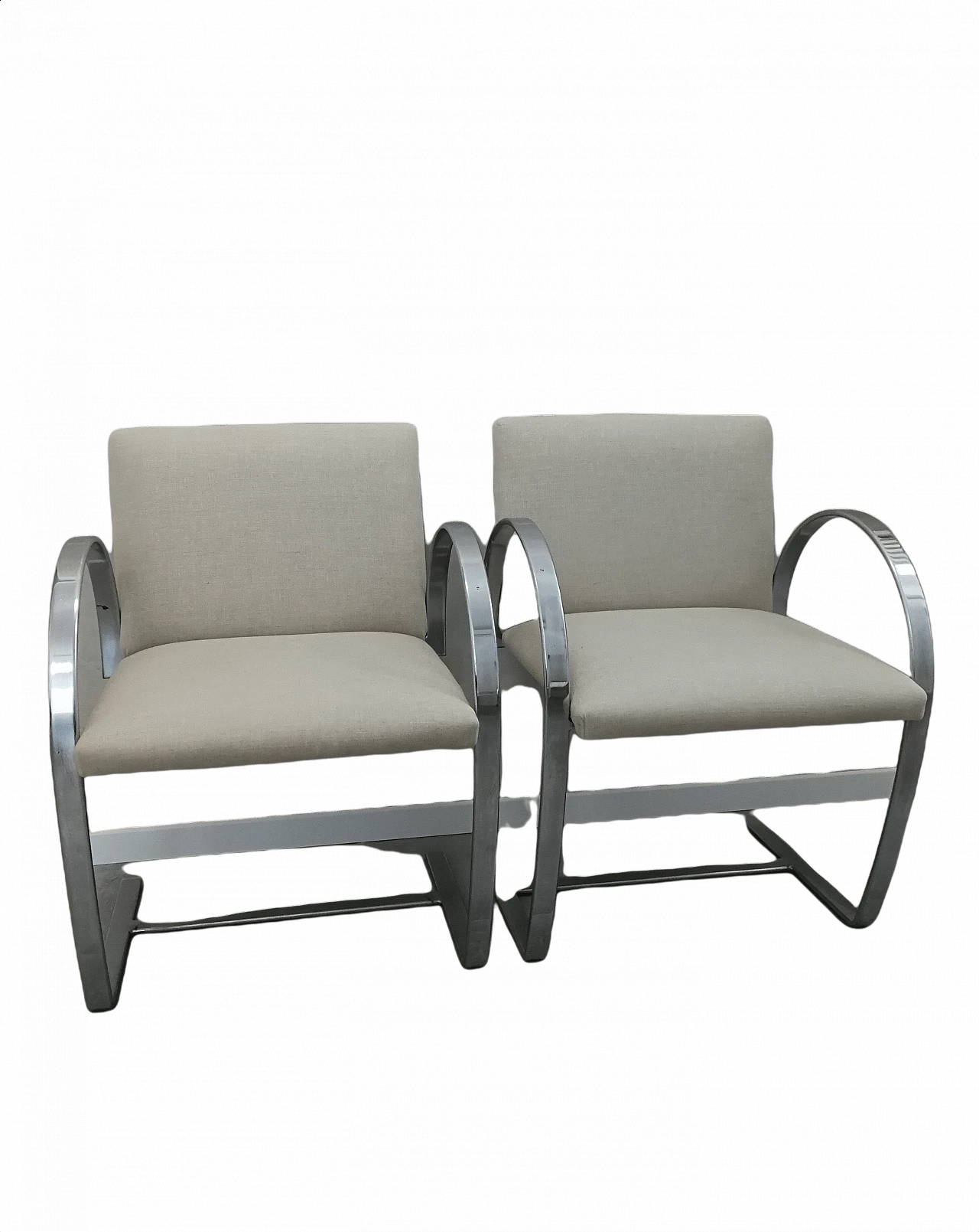 Pair of steel and fabric chairs, 1960s 1374542