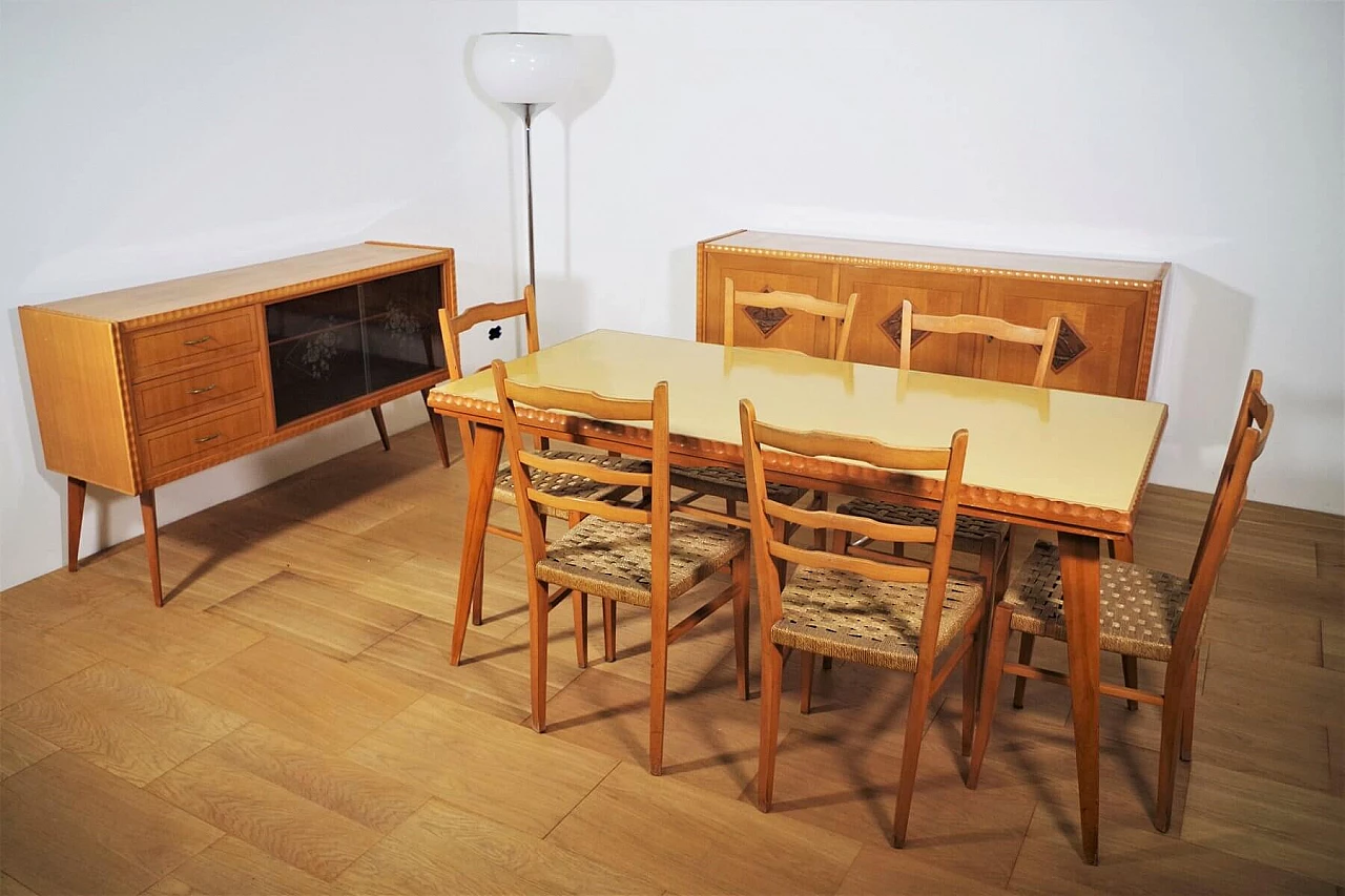 Wooden table, chairs and sideboard by Melchiorre Bega, 1940s 1374550