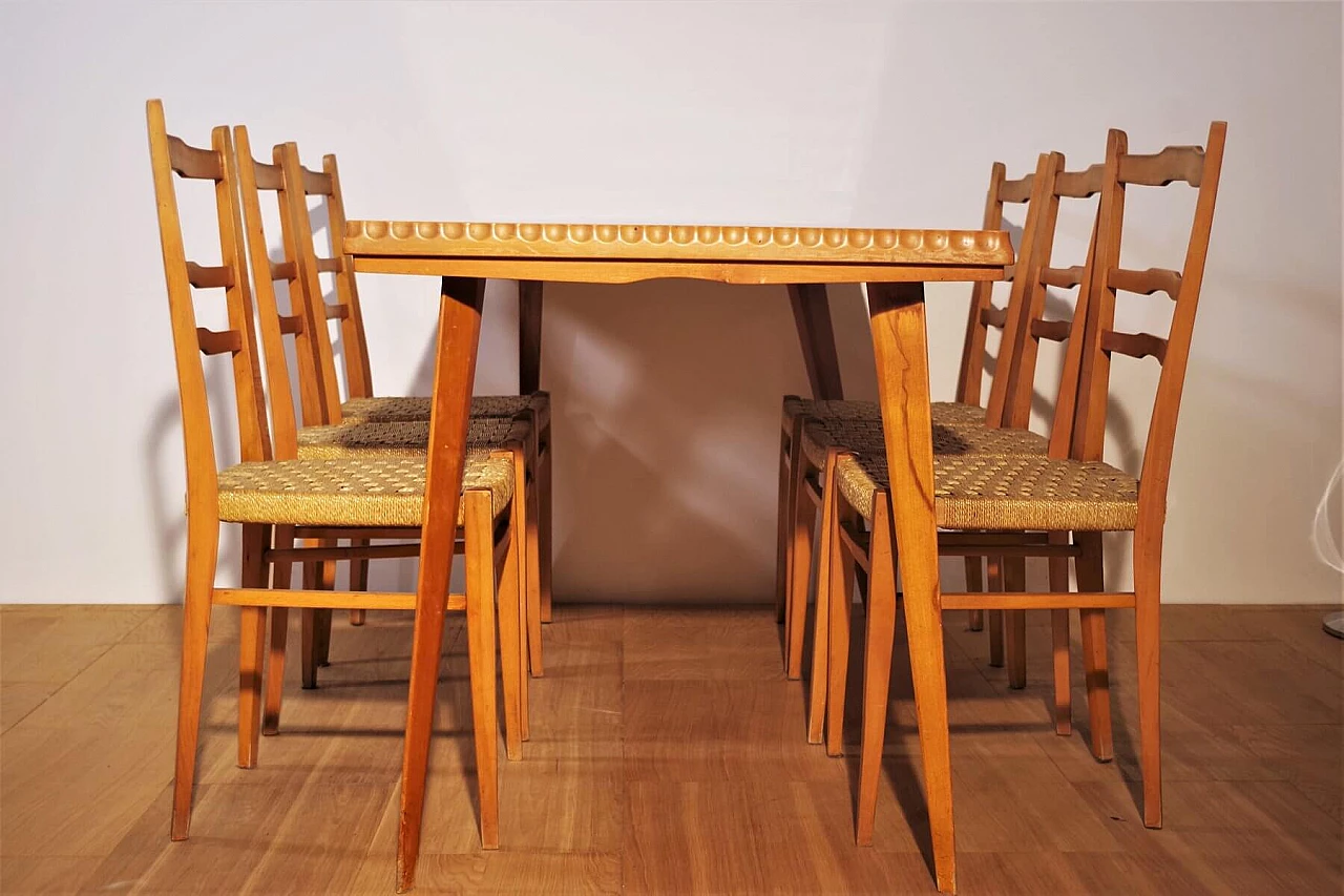 Wooden table, chairs and sideboard by Melchiorre Bega, 1940s 1374552