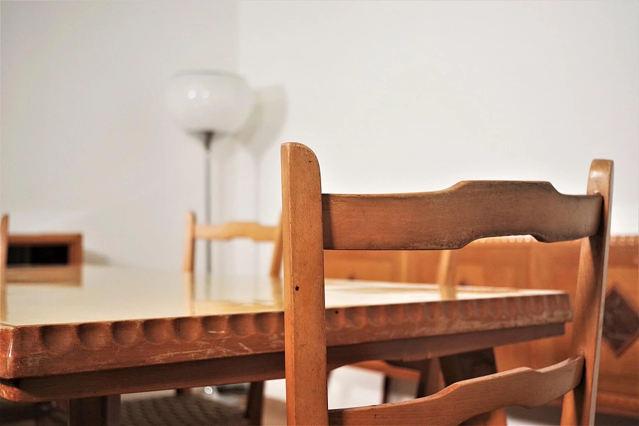 Wooden table, chairs and sideboard by Melchiorre Bega, 1940s 1374553