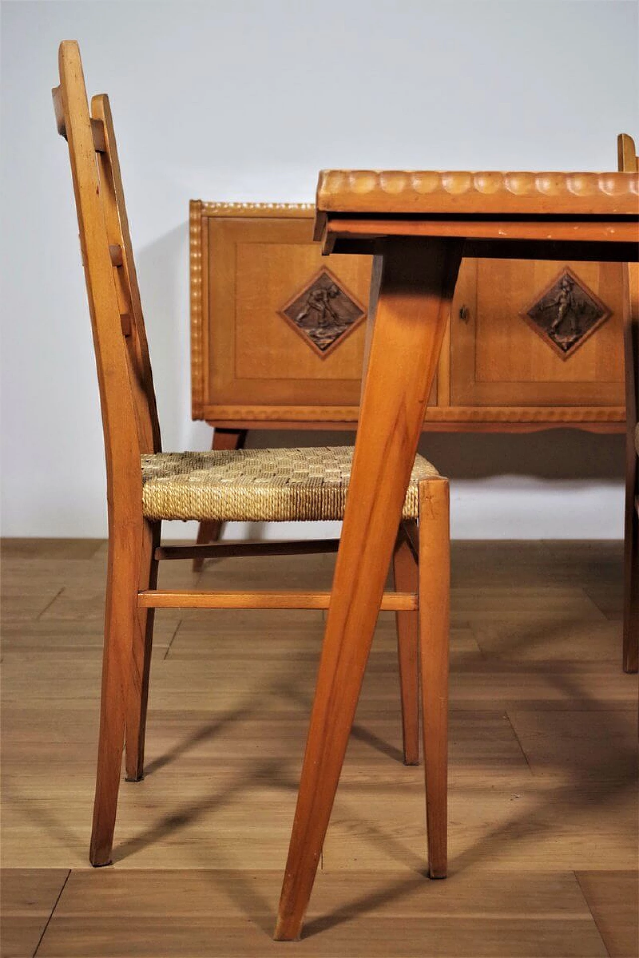 Wooden table, chairs and sideboard by Melchiorre Bega, 1940s 1374568