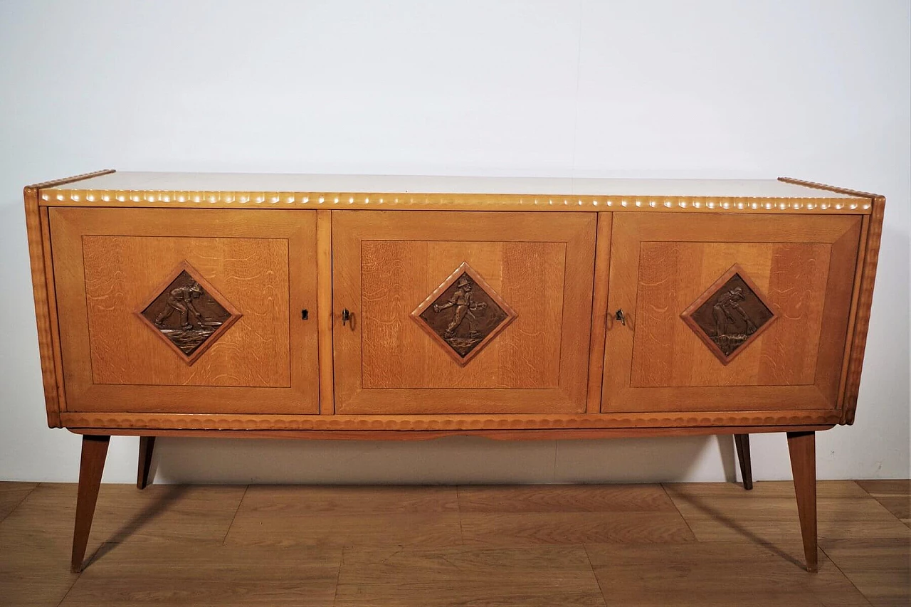 Tavolo, sedie e credenza in legno di Melchiorre Bega, anni '40 1374572