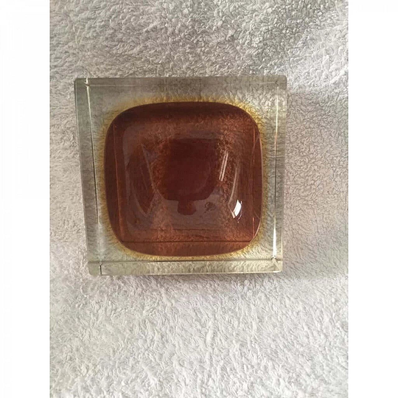 Brown and yellow Murano glass ashtray, 1960s 1375012