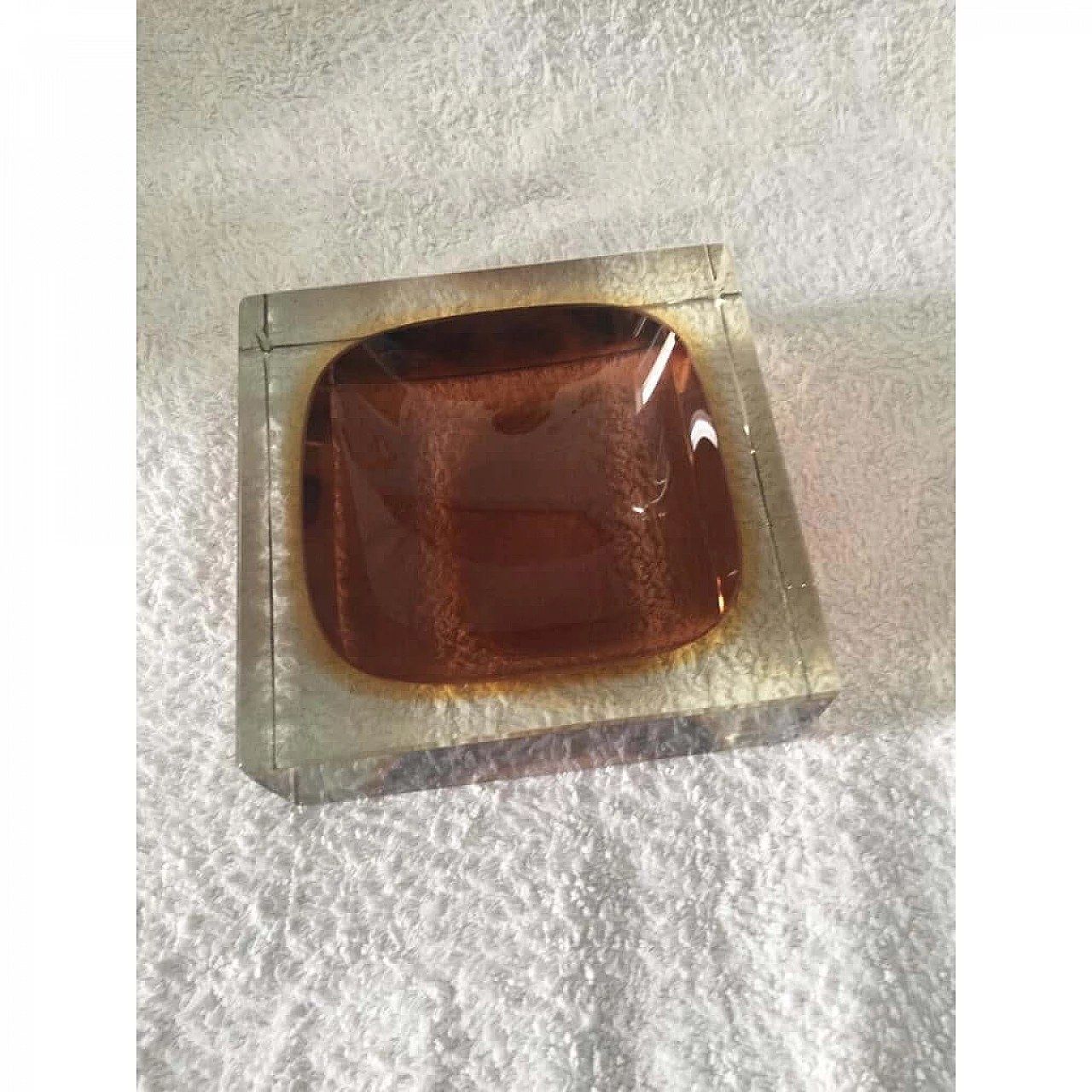 Brown and yellow Murano glass ashtray, 1960s 1375035