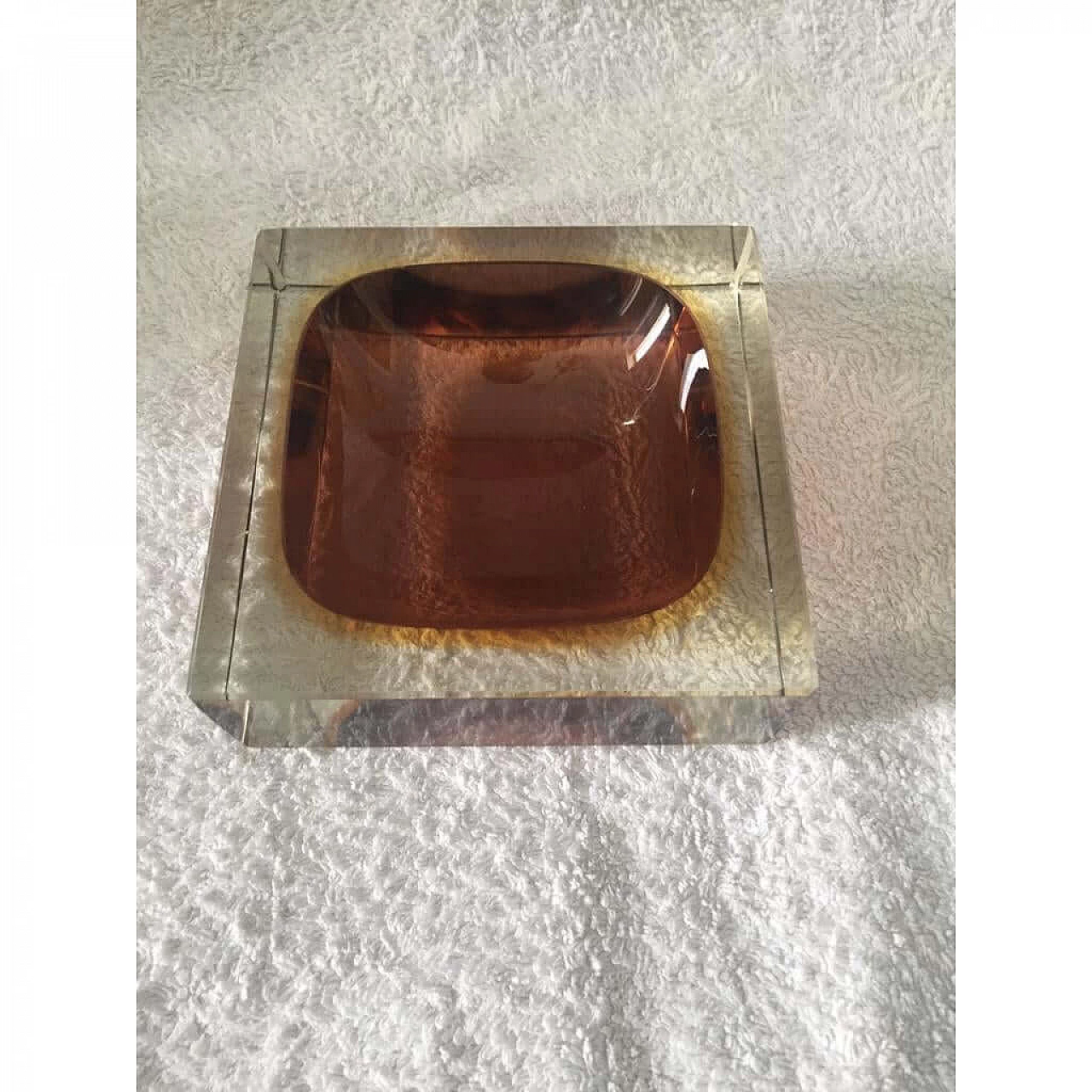 Brown and yellow Murano glass ashtray, 1960s 1375040