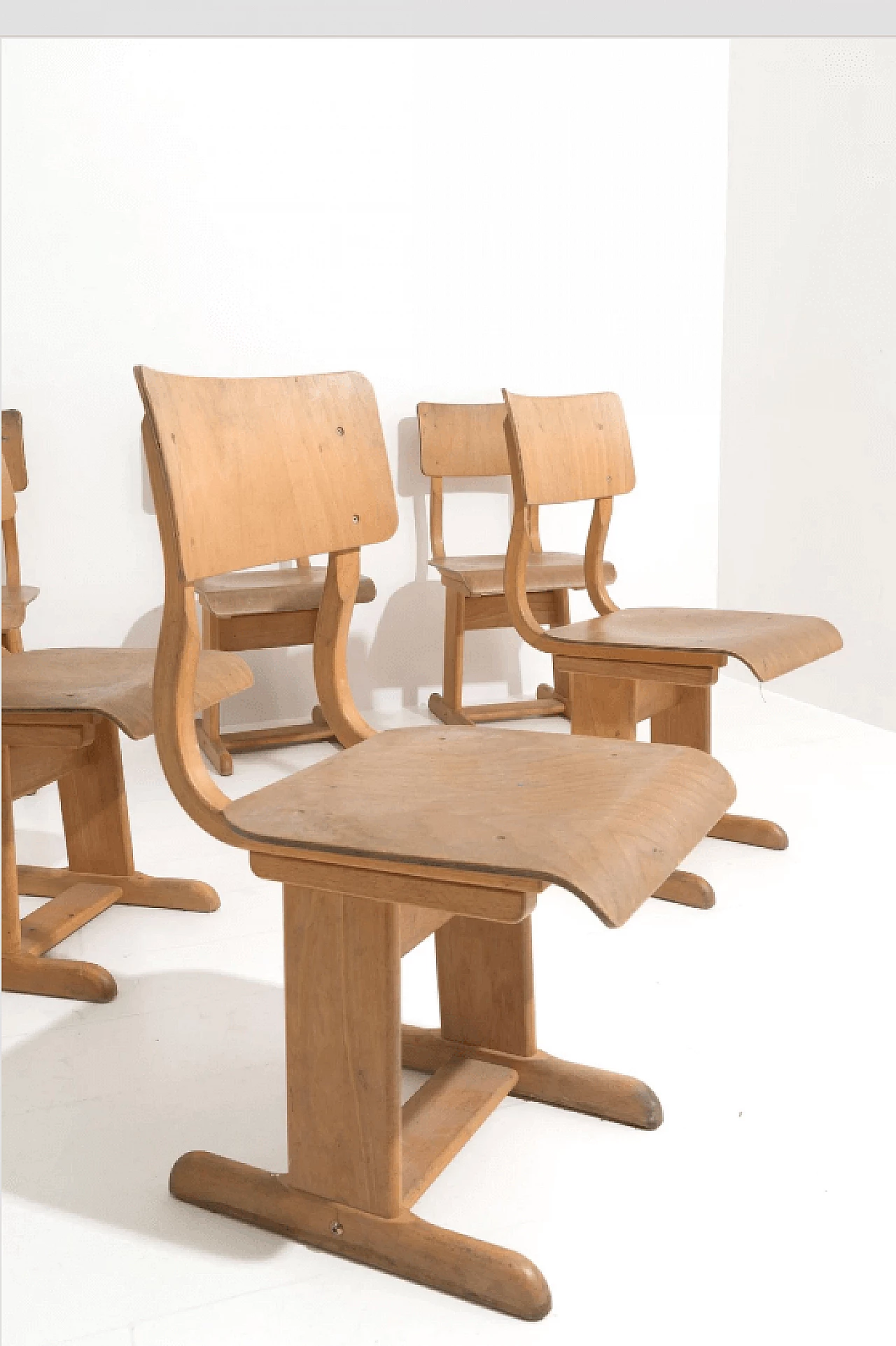 6 wooden school chairs, 1950s 1375576
