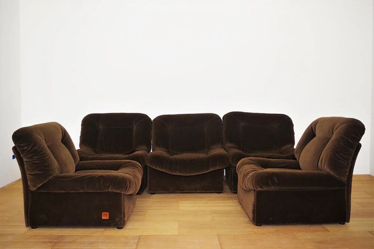 5 Panarea modular chenille armchairs by Lev & Lev, 1970s 1375631