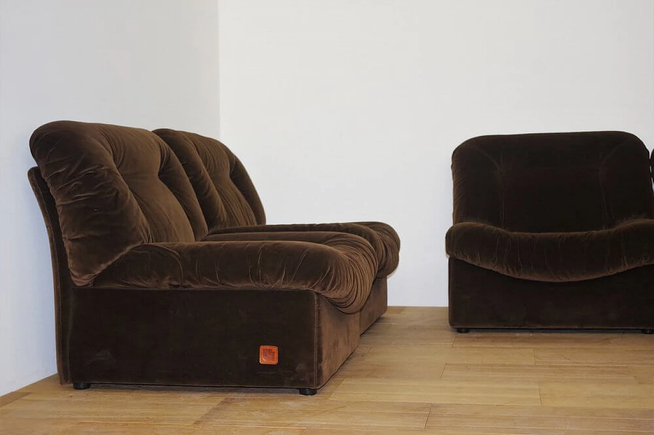 5 Panarea modular chenille armchairs by Lev & Lev, 1970s 1375634