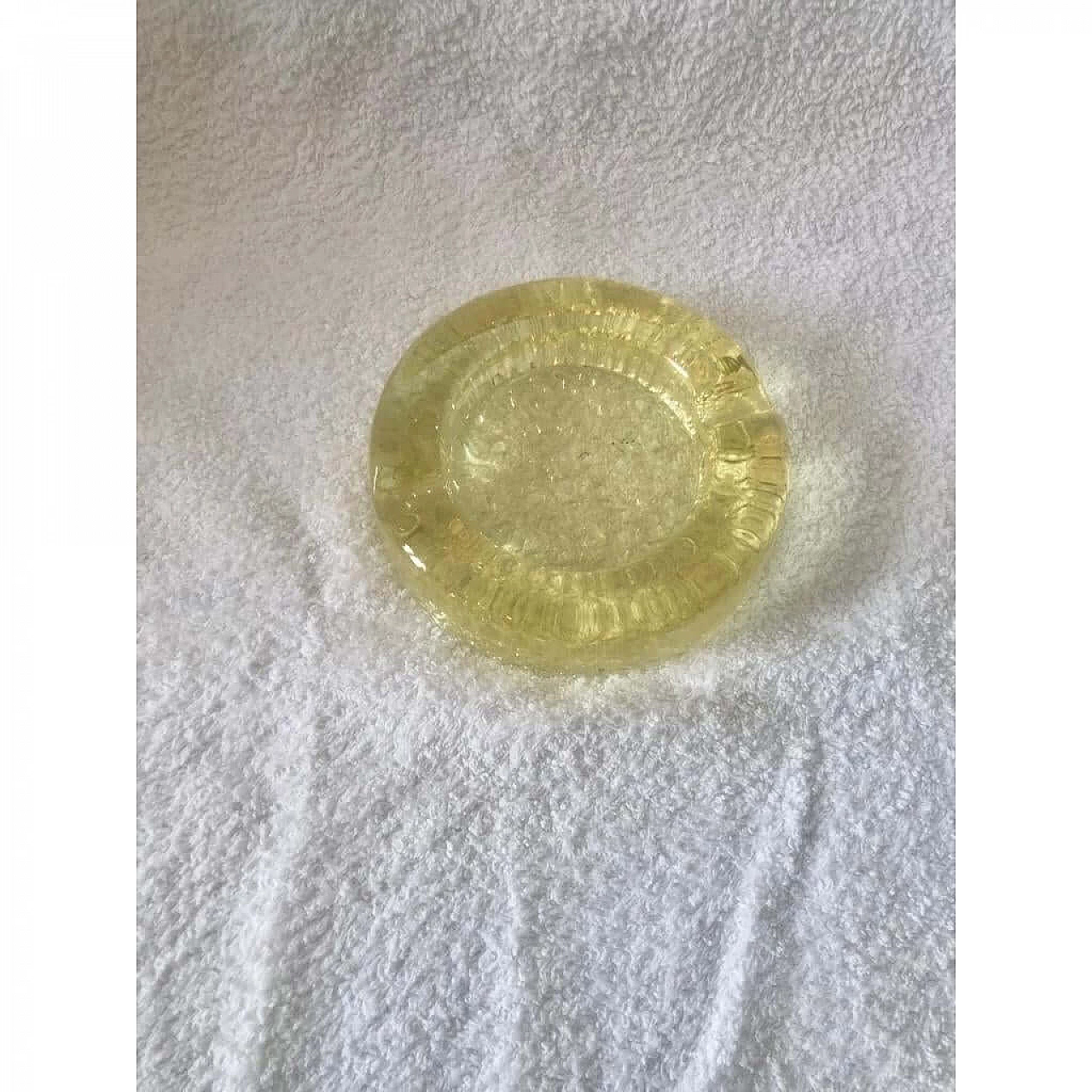 Ashtray in iridescent yellow Murano glass, 1970s 1375845