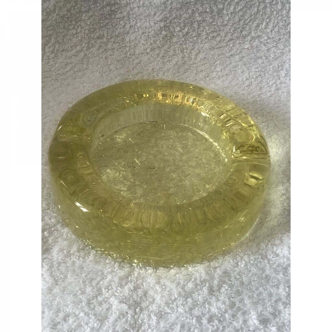 Ashtray in iridescent yellow Murano glass, 1970s 1375847