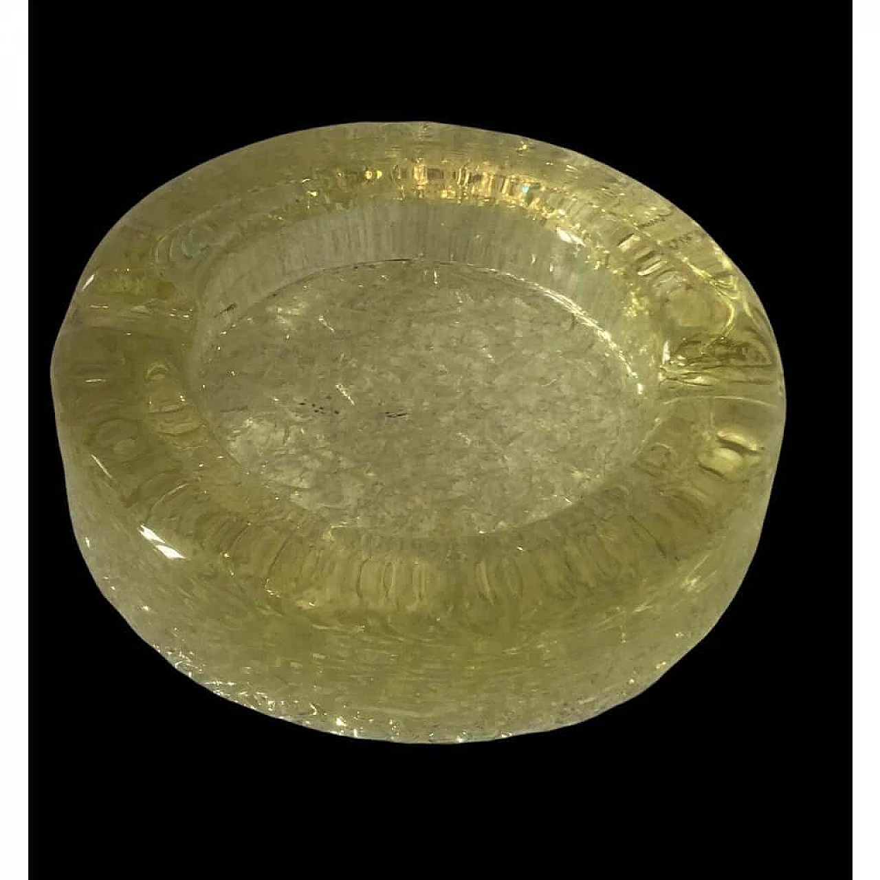 Ashtray in iridescent yellow Murano glass, 1970s 1375848