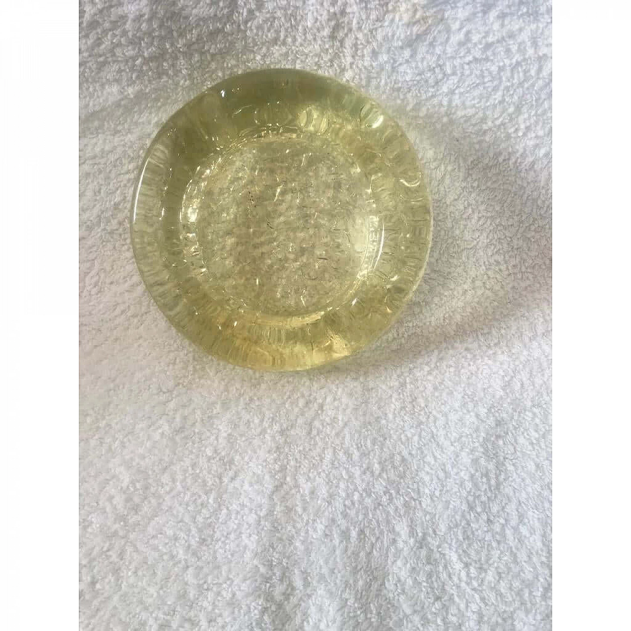 Ashtray in iridescent yellow Murano glass, 1970s 1375850