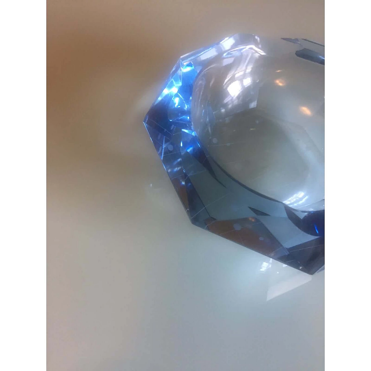 Blue faceted Murano glass ashtray, 1970s 1375869