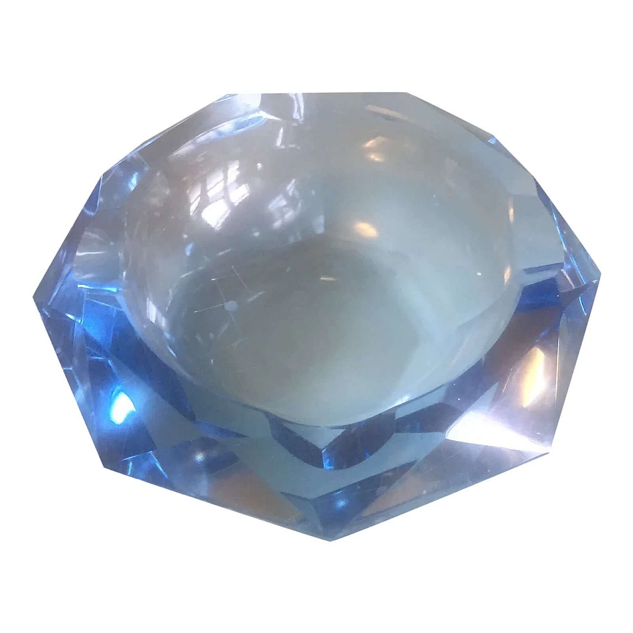 Blue faceted Murano glass ashtray, 1970s 1375871