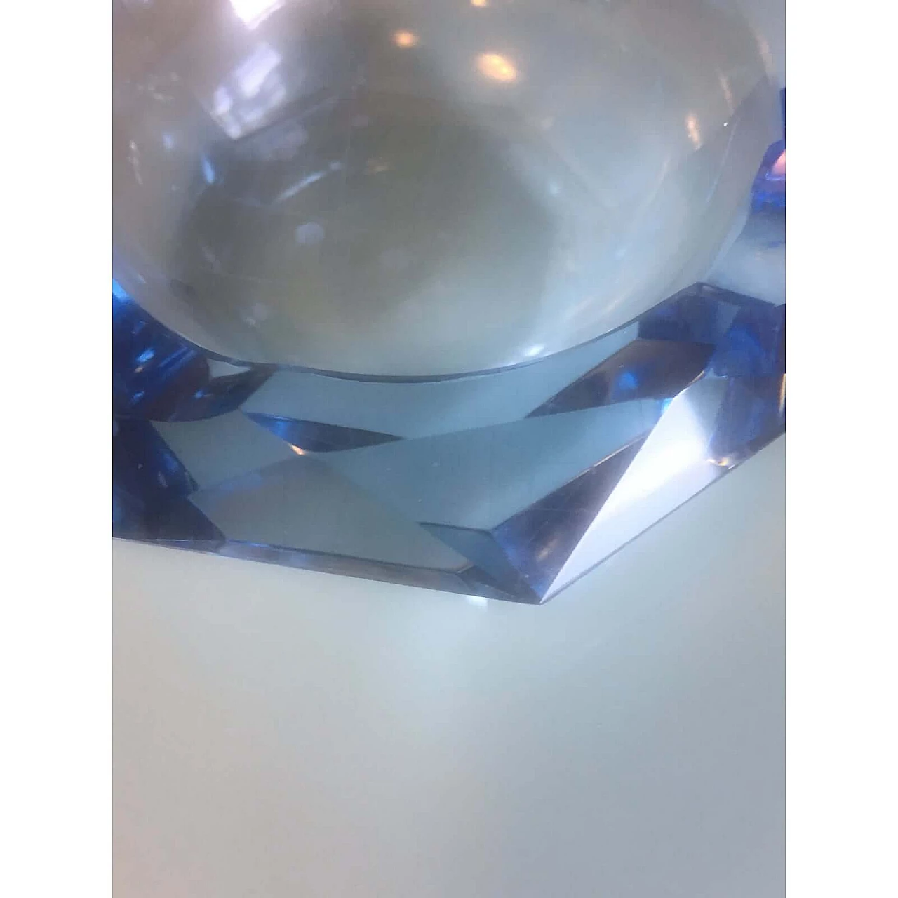 Blue faceted Murano glass ashtray, 1970s 1375873