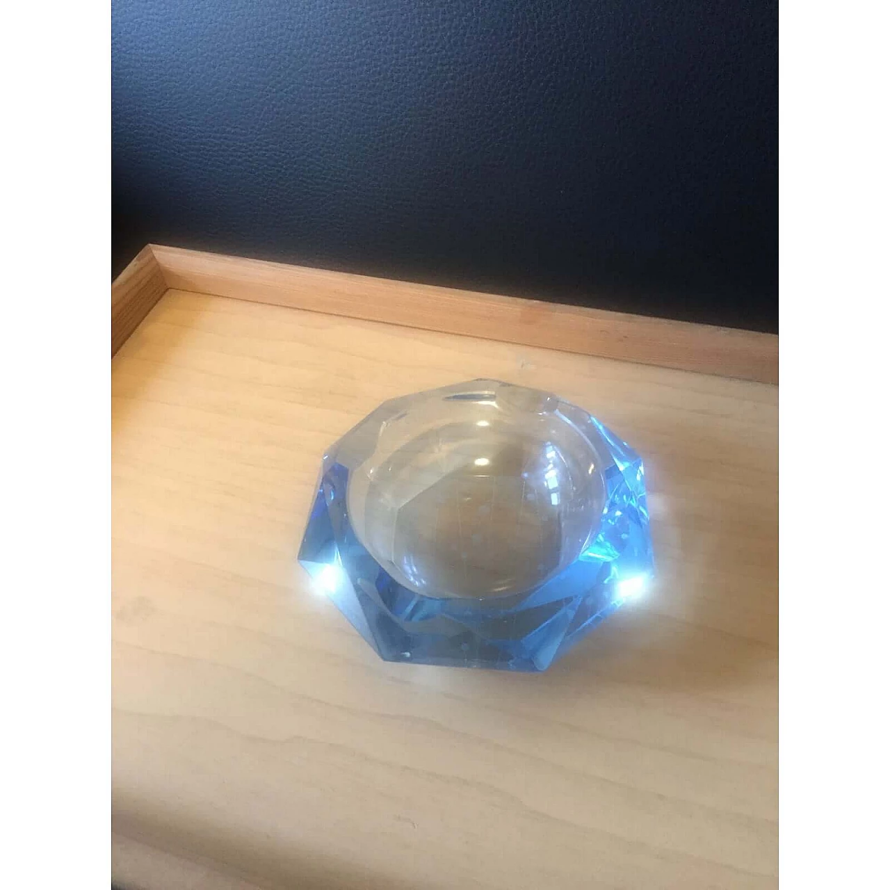 Blue faceted Murano glass ashtray, 1970s 1375874