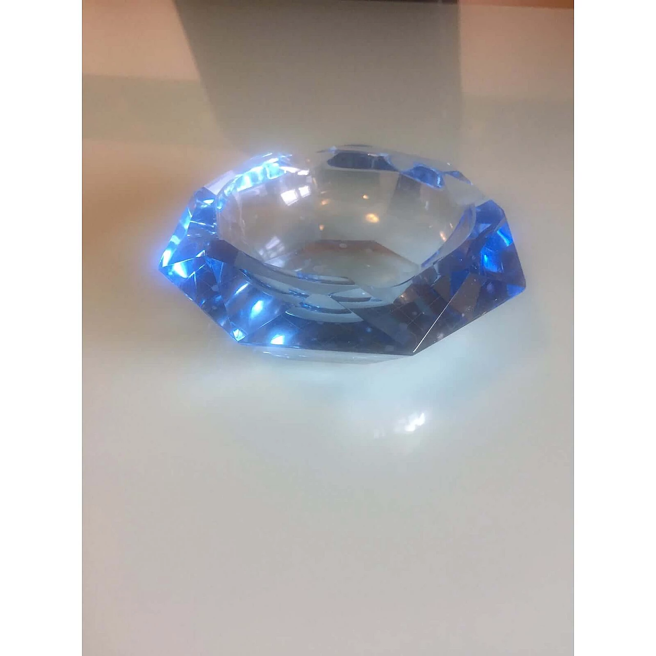 Blue faceted Murano glass ashtray, 1970s 1375881