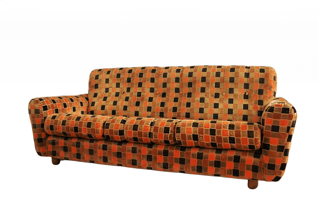 Plaid chenille sofa, 1970s 1376089