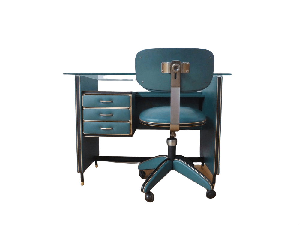 Umberto Mascagni office desk with wheeled chair, 1950s | intOndo