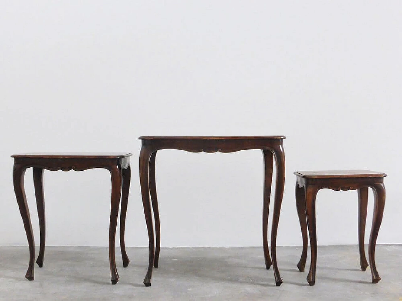 3 coffee tables of different sizes in wood, 1950s 1376494