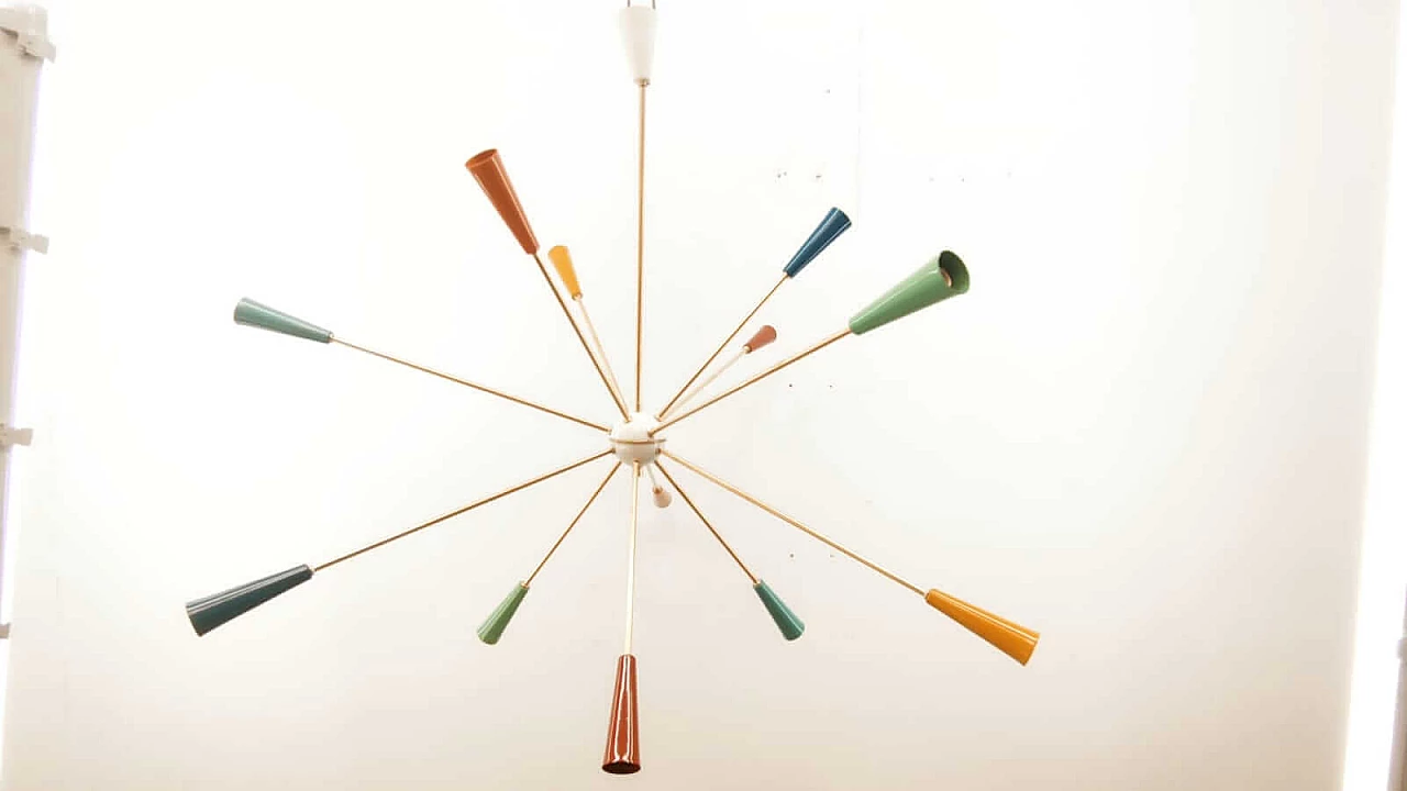 Sputnik multicoloured chandelier in Stilnovo style, 1960s 1377918