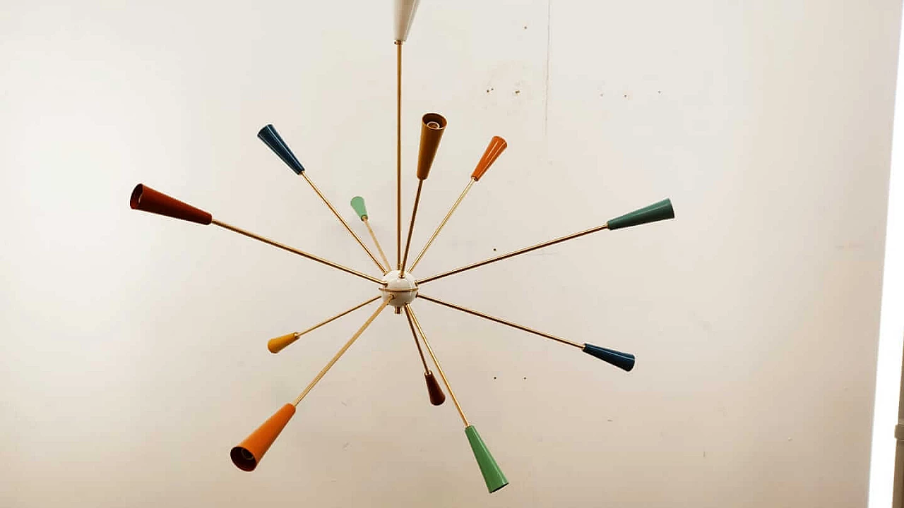 Sputnik multicoloured chandelier in Stilnovo style, 1960s 1377919