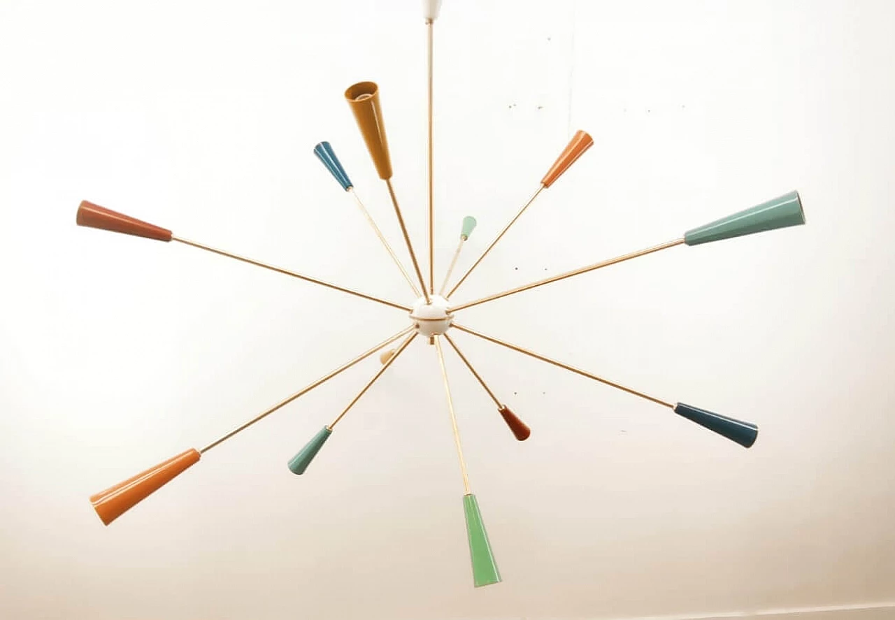 Sputnik multicoloured chandelier in Stilnovo style, 1960s 1377923