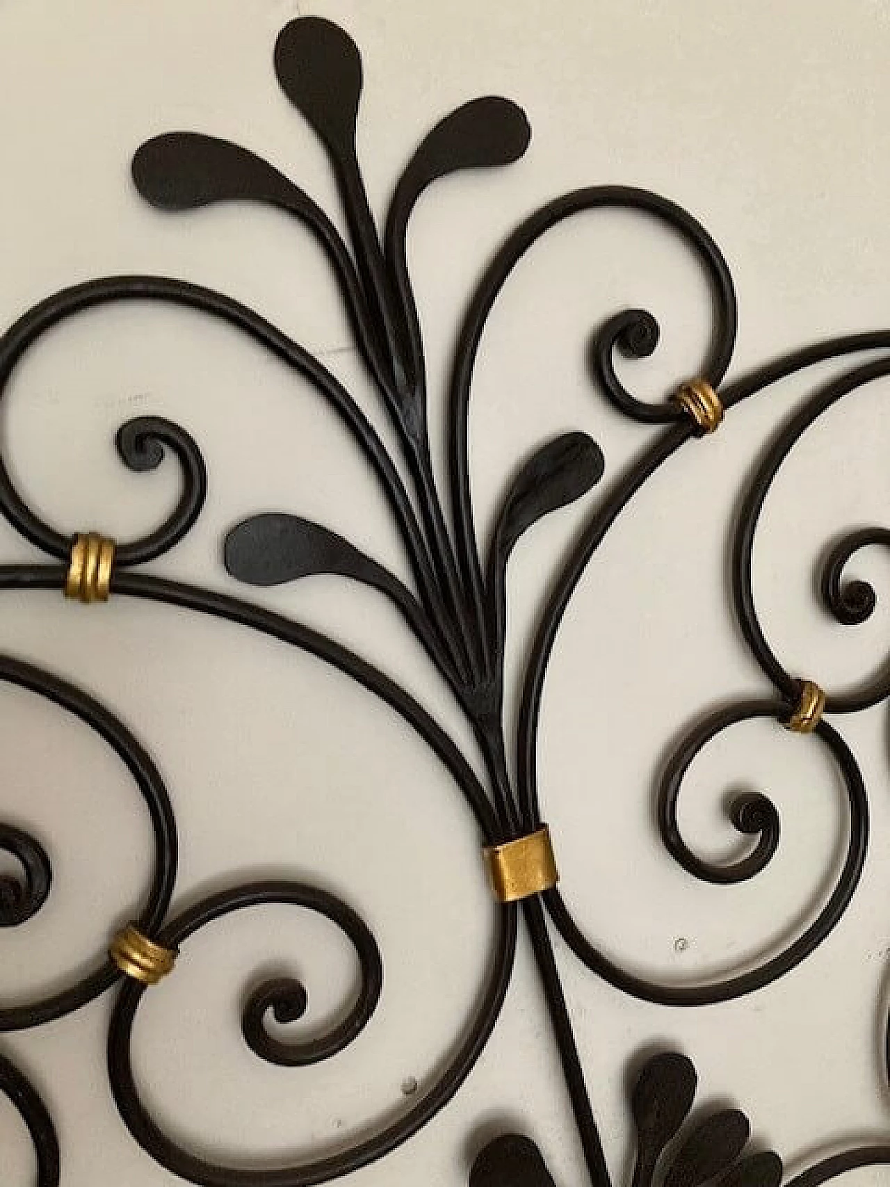 Genoese style wrought iron headboard decorated with gold leaf by Rino Baglini, 1960s 1378480