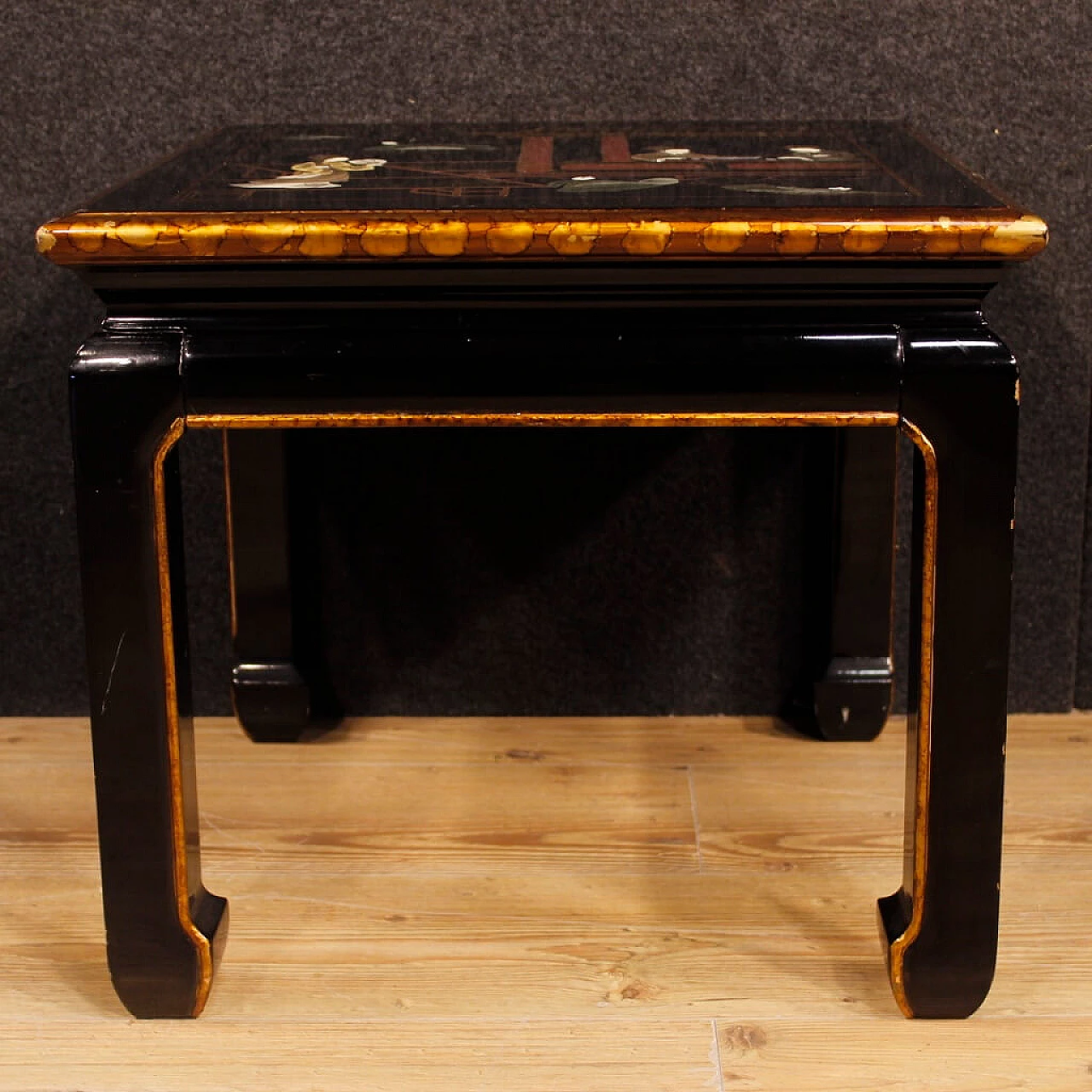 French coffee table in lacquered, painted and gilded wood with chinoiserie decorations 1379953