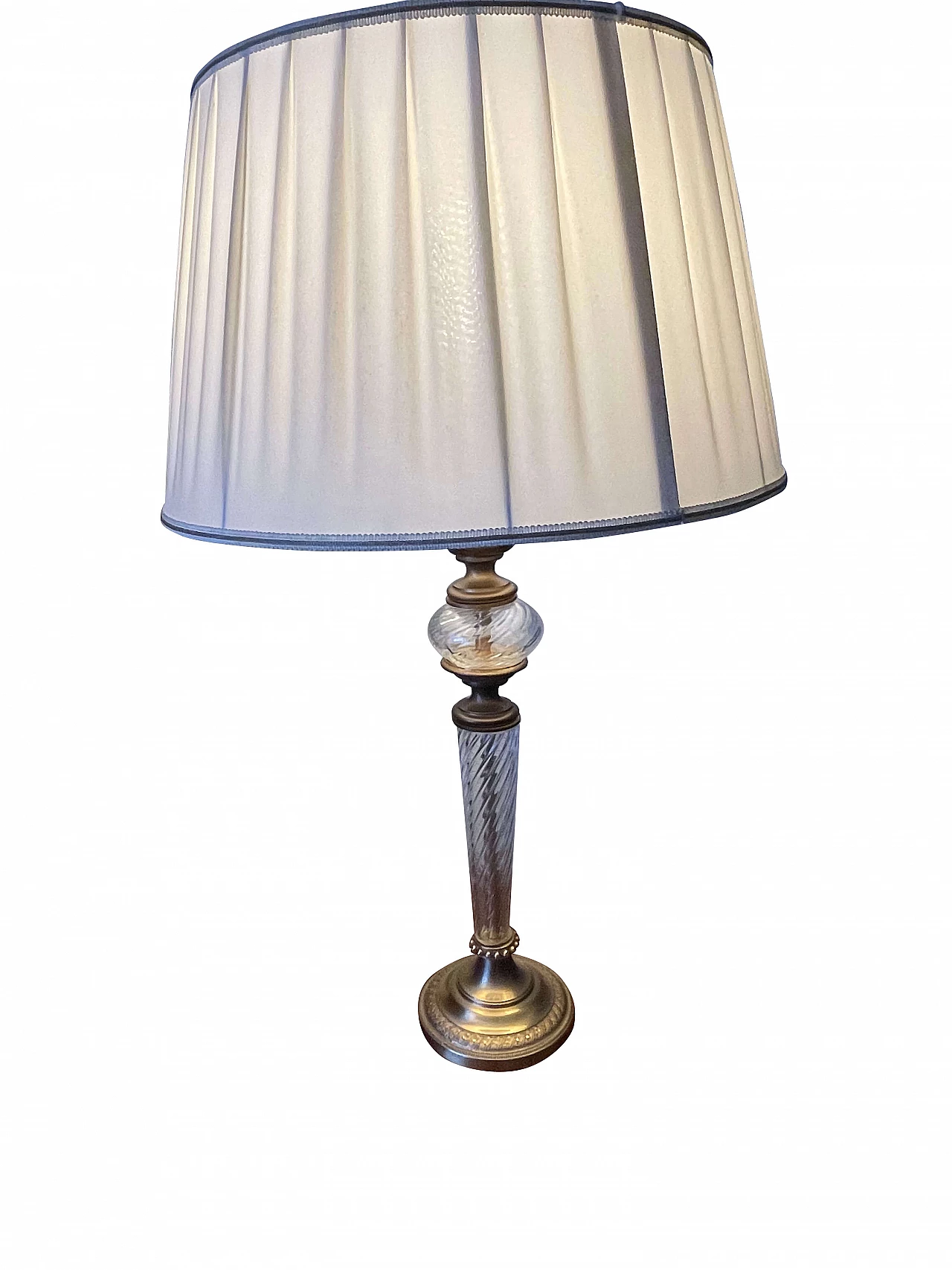 Glass table lamp with ivory lampshade 1380193