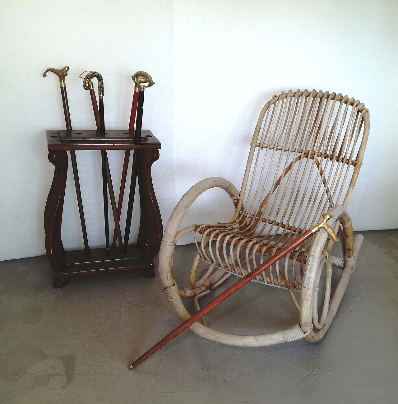 Bamboo rocking chair, 1960s 1380395