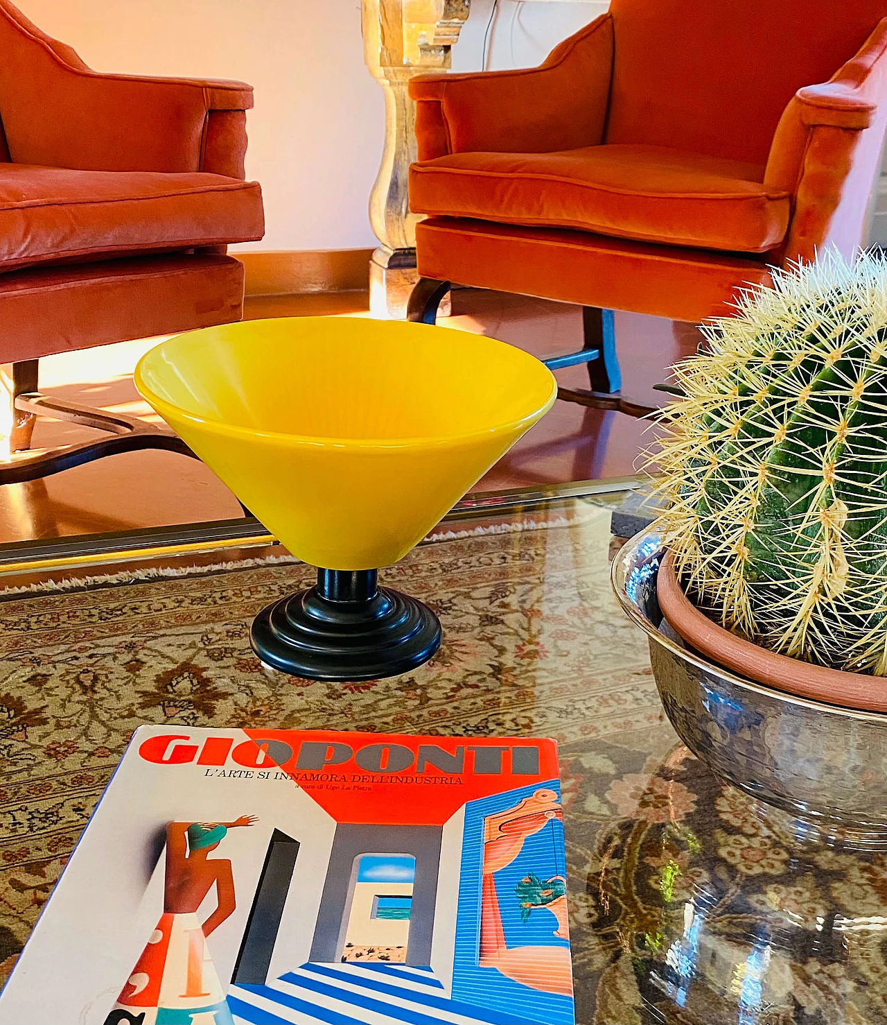 Postmodern yellow vase in Memphis style, 1980s 1380449