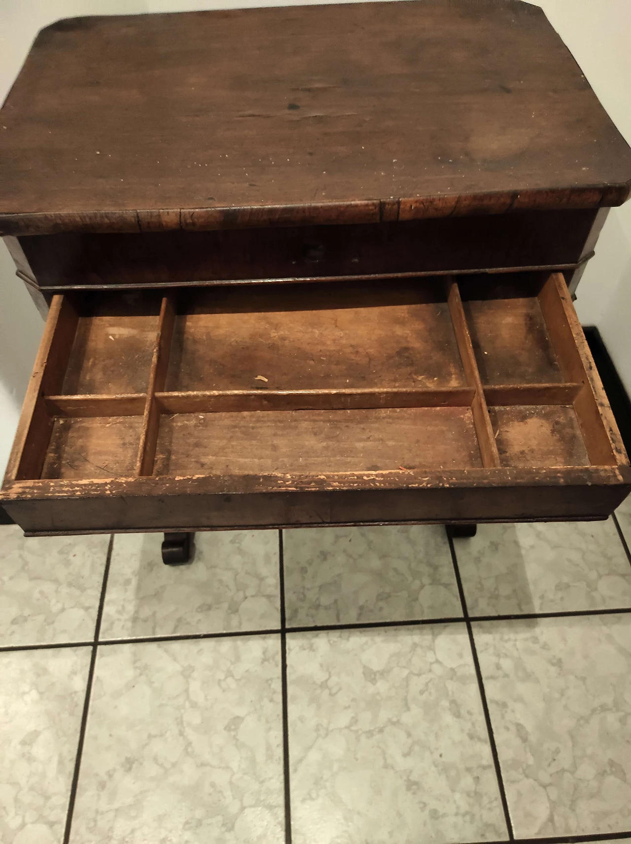 Small walnut table with drawer, early 20th century 1384159