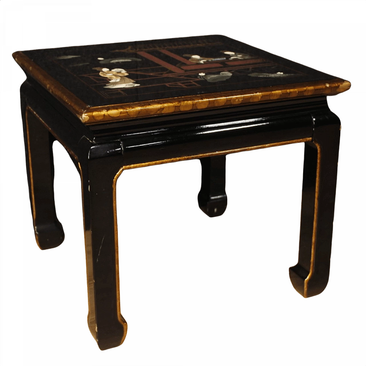 French coffee table in lacquered, painted and gilded wood with chinoiserie decorations 1384203