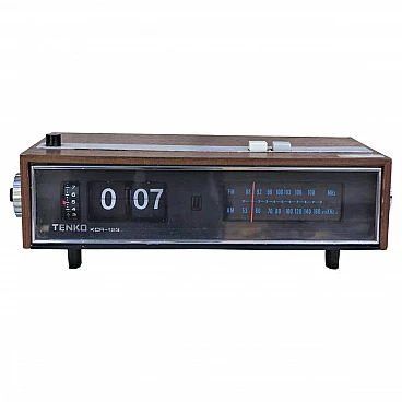 Radio alarm clock in plastic and wood by Tenko, 70s
