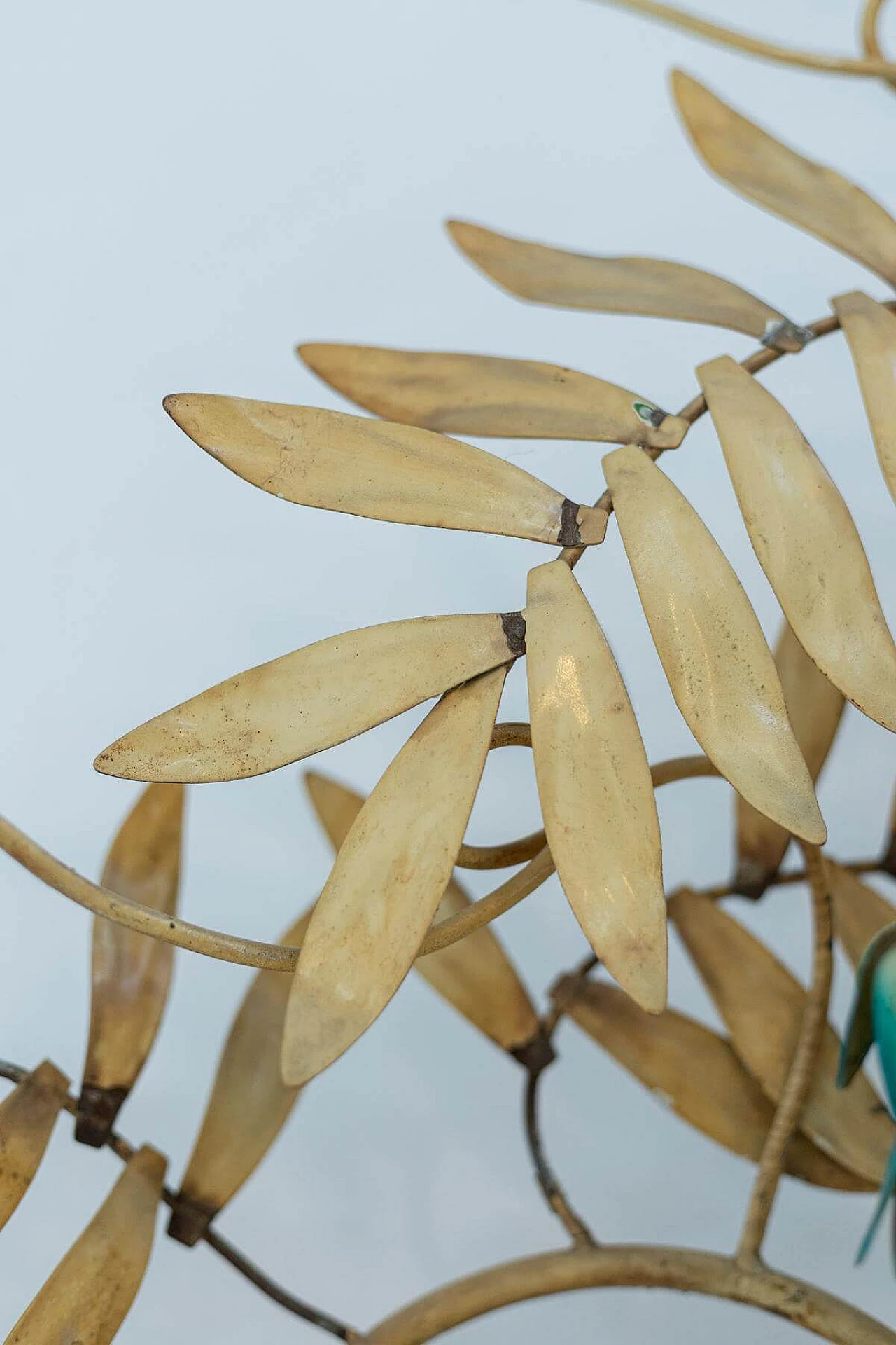 Art Nouveau wall lamp in aluminium painted with leaves, 1950s 1399197