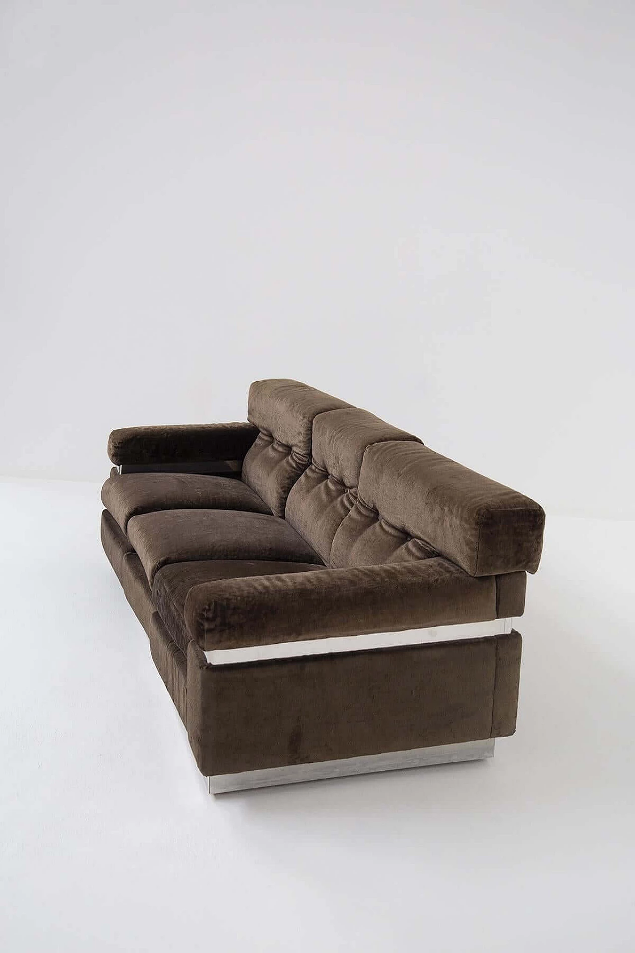 Vittorio Introini's sofa in brown velvet and steel, 1970s 1400351