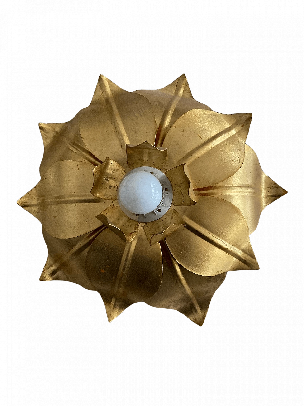 Magnolia golden leaf ceiling lamp by Rino Baglini, 80s 1400828